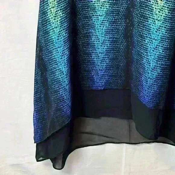 Worthington Womens Size Medium Multi Color Sleeveless Blouse Chiffon Hi Low Hem - Picture 8 of 11